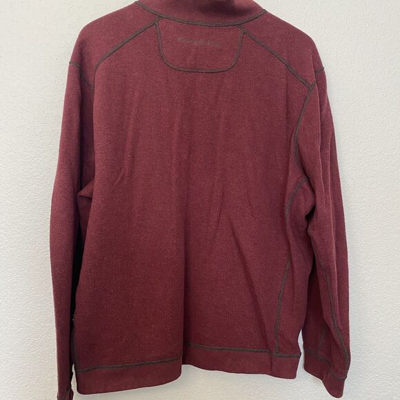 Tommy Bahama Men's *XXL Reversible 1/4 Zip Mock Sweater Brown/Maroon - Picture 2 of 7